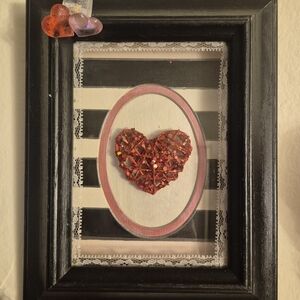 Framed Heart Art with Black and White Stripes